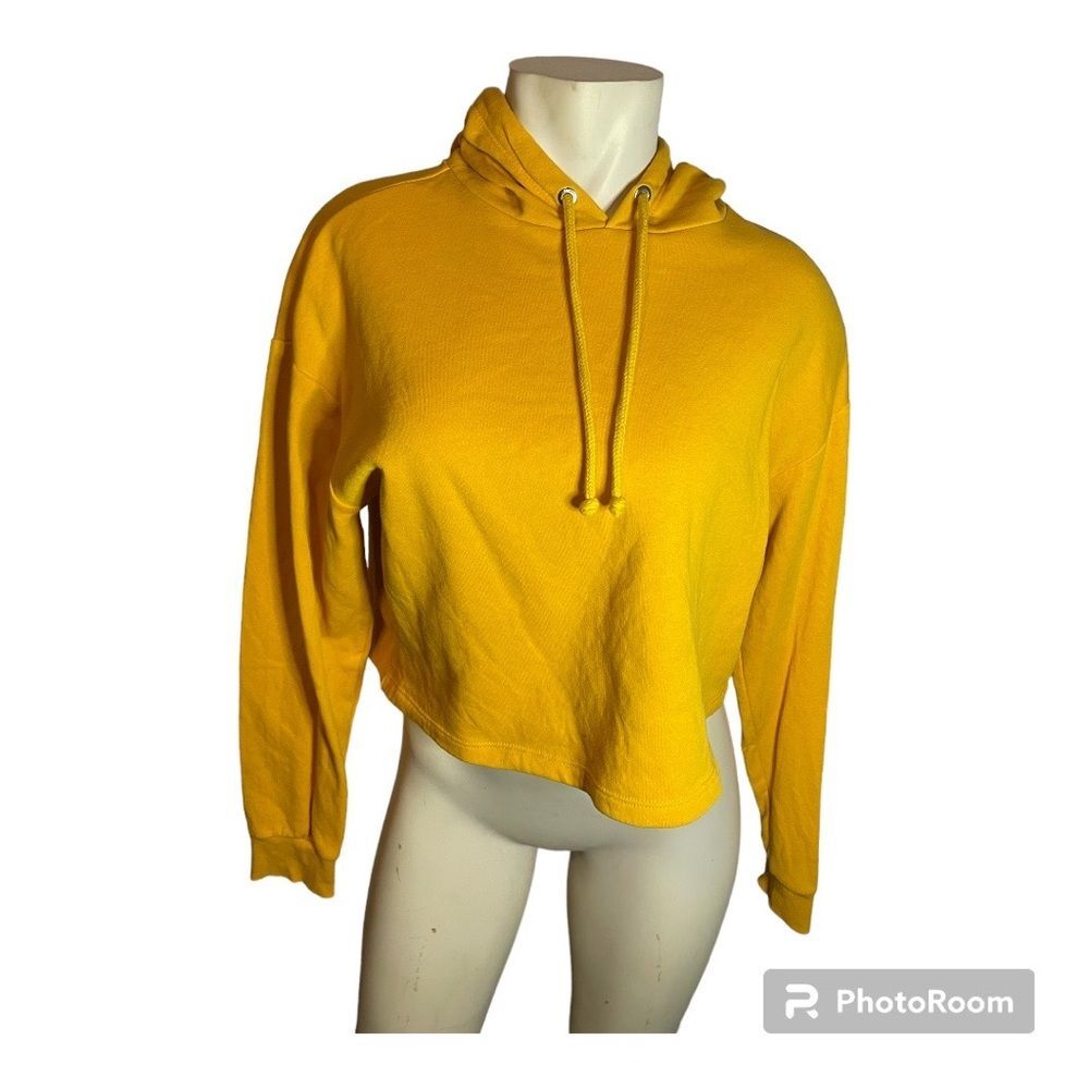 H&M Womens Crop Top Hoodie in Yellow Size Small